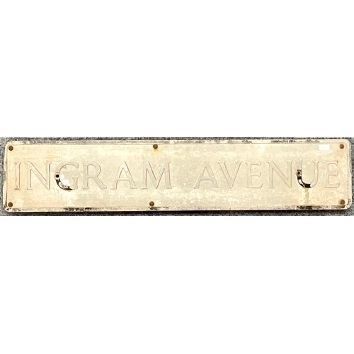 27 - CAST ALUMINIUM STREET SIGN, INGRAM AVENUE, APPROX 114 X 23 CM