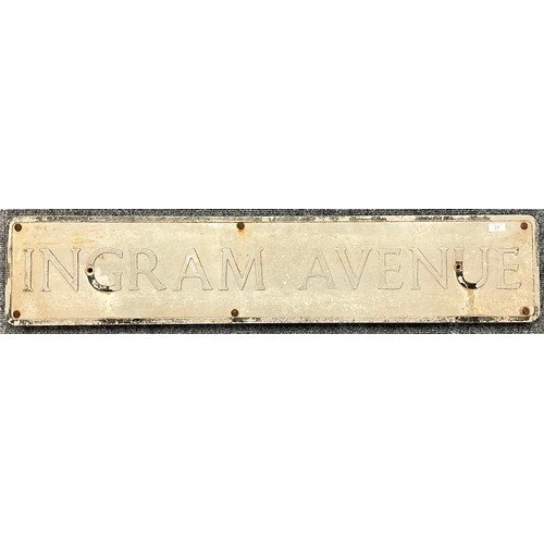 27 - CAST ALUMINIUM STREET SIGN, INGRAM AVENUE, APPROX 114 X 23 CM