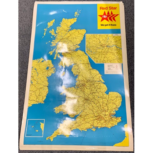 203 - RAILWAY INTEREST 2 X LARGE RED STAR - WE GET THERE PARCELS DELIVERY POSTERS APPROX. 126 X 82 CM