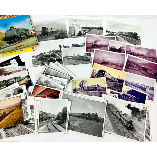 205 - RAILWAY PHOTOGRAPHS, A SELECTION OF C.1950/60’S MOSTLY BLACK & WHITE, 7X5 / 8X6, MAINLY SR STEAM, SO... 