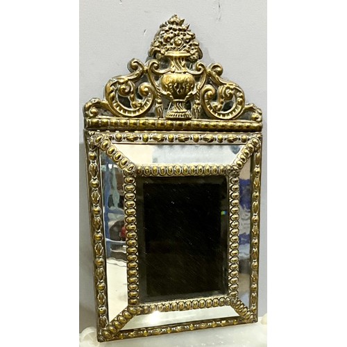 53 - CUSHION SHAPED MIRROR WITH GILT METAL FRAME