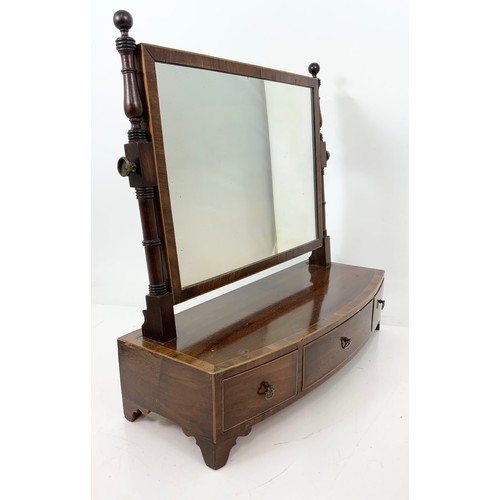 57 - INLAID MAHOGANY MIRROR ON THREE DRAWER BASE