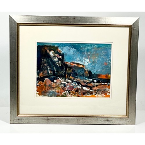 9 - ABSTRACT LANDSCAPE PAINTING SIGNED HOWARD COLES OVERALL FRAME SIZE 65CM X 55CM