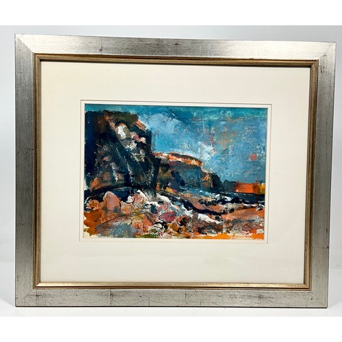 9 - ABSTRACT LANDSCAPE PAINTING SIGNED HOWARD COLES OVERALL FRAME SIZE 65CM X 55CM