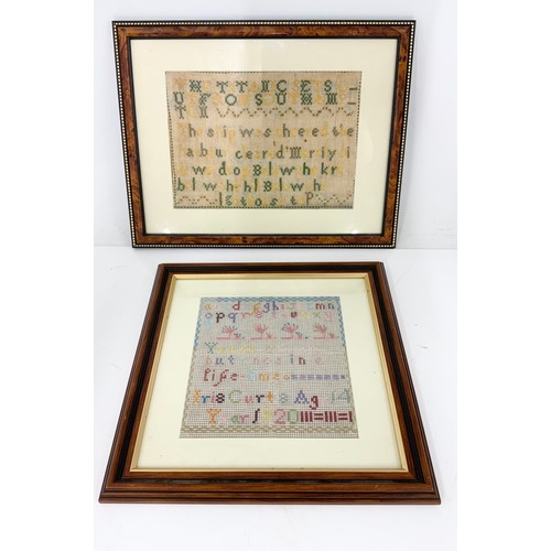 45 - 2 FRAMED  & MOUNTED SAMPLERS  1 DATED 1920