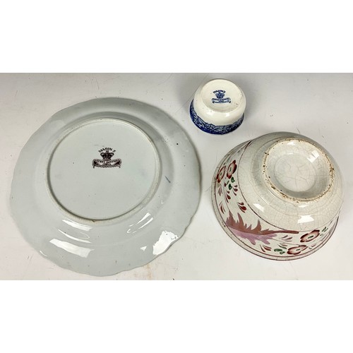 153 - LUSTRE BOWL AND MASONS PLATES