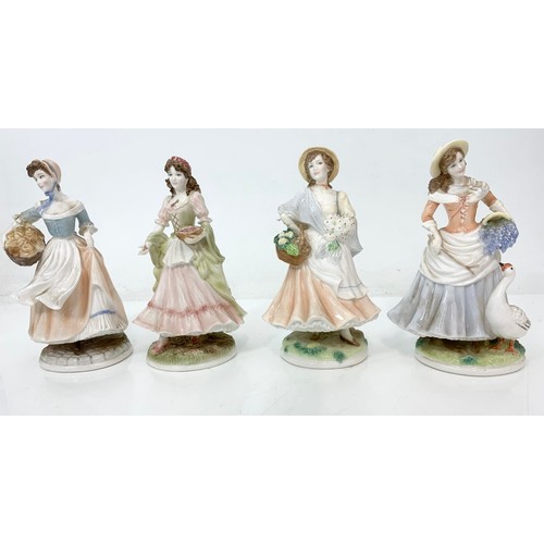 109 - 4 ROYAL WORCESTER FIGURINES INC GOOSEGIRL, MARKET DAY, BAKERS WIFE, THE QUEEN OF MAY