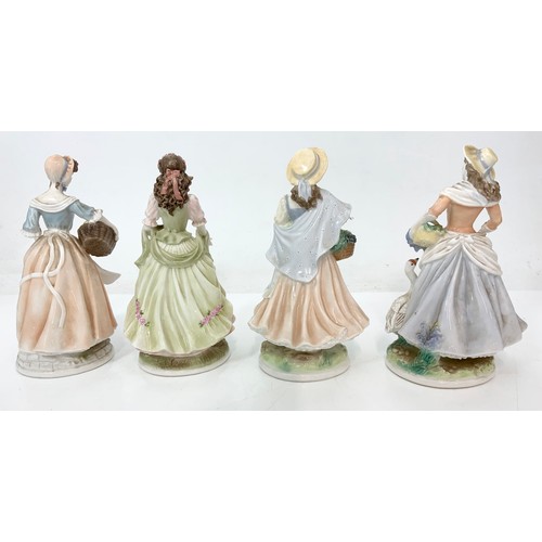 109 - 4 ROYAL WORCESTER FIGURINES INC GOOSEGIRL, MARKET DAY, BAKERS WIFE, THE QUEEN OF MAY