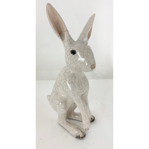 116 - 3 RAKU  POTTERY STYLE HARE MODELS TALLEST 34cm