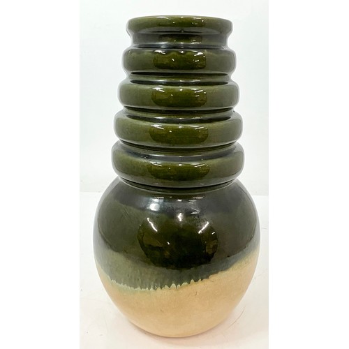 143 - LARGE SCHEURICH KERAMIK 269-40 GREEN GLAZE VASE APPROX. HEIGHT 40CM. WEST GERMANY