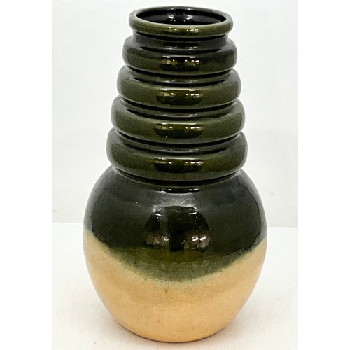 143 - LARGE SCHEURICH KERAMIK 269-40 GREEN GLAZE VASE APPROX. HEIGHT 40CM. WEST GERMANY