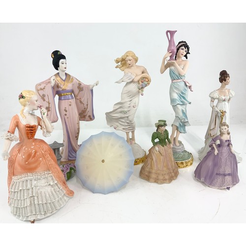 150 - MISC. FIGURINES INCLUDING ART DECO FIGURE AND OTHERS TALLEST 51cm