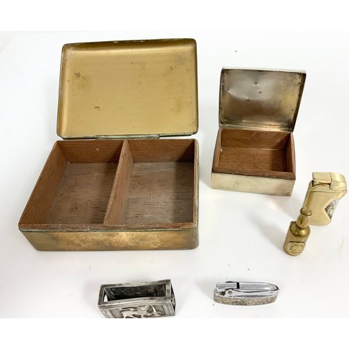 411 - UNUSUAL VESTA MARKED BASS & CO., MATCH BOX HOLDER, 2 LIGHTERS AND 2 CIGARETTE BOXES