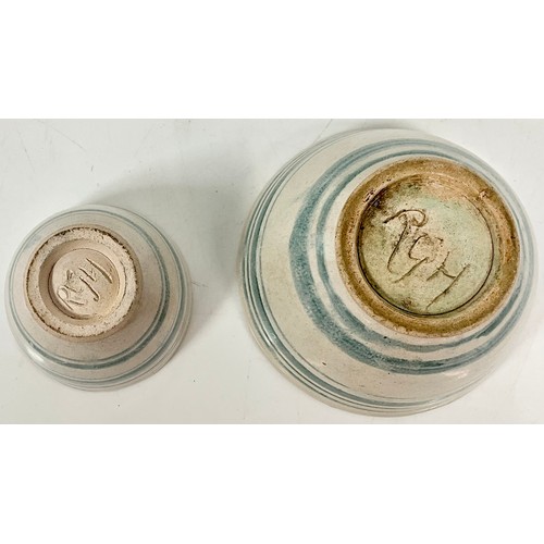 158 - LARGE GLAZED HANDLED URN AND 2 BOWLS WITH SIMILAR FINISH