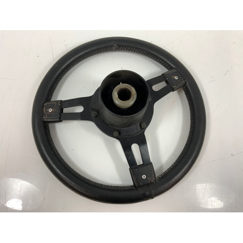 43 - BRITISH LEYLAND CAR STEERING WHEEL, POSSIBLY FOR A MINI