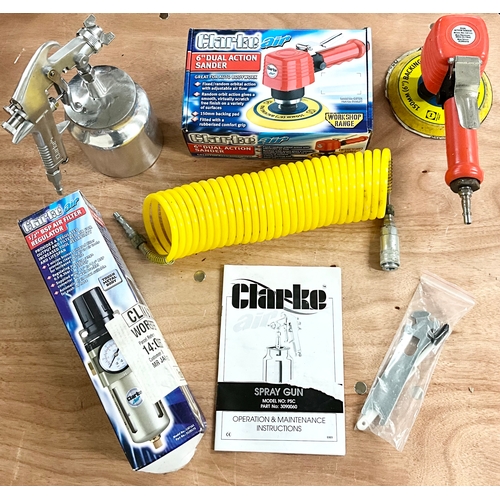 485 - AIR TOOLS, ORBITAL SANDER, SPRAY GUN, AIR FILTER REGULATOR