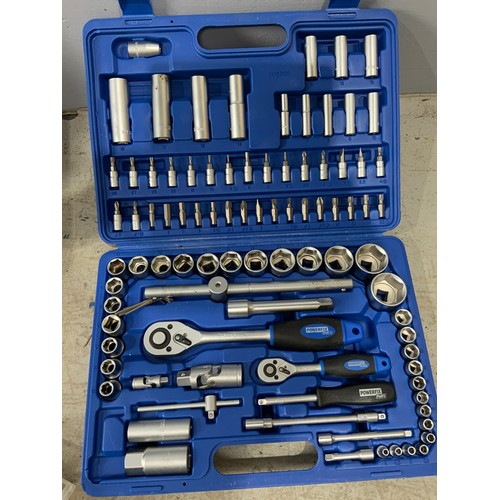 TOOL BOX AND CONTENTS, BOXED SOCKET SET AND A BOX OF SCREWS