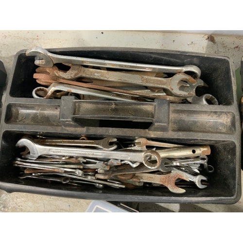 490 - SPANNERS & OTHER TOOLS  WITH EMPTY TOOL BOXES