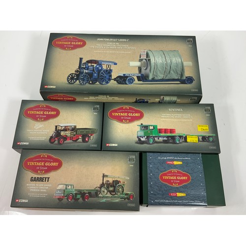 132 - CORGI BOXED VINTAGE GLORY SERIES, 5 GOOD BOXED MODELS ; 80102 JOHN FOWLER B6 PICKFORDS,  80008 SENTI... 