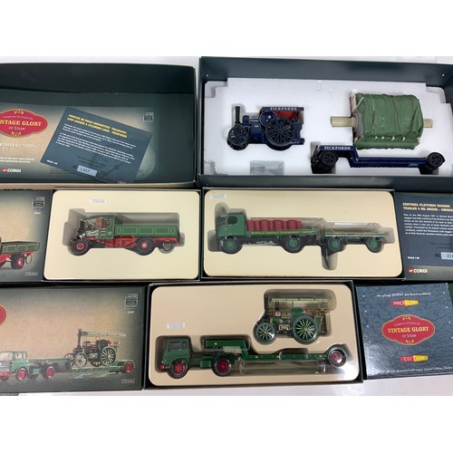 132 - CORGI BOXED VINTAGE GLORY SERIES, 5 GOOD BOXED MODELS ; 80102 JOHN FOWLER B6 PICKFORDS,  80008 SENTI... 