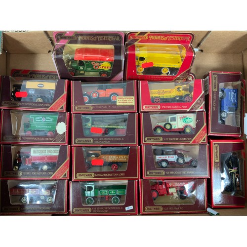 134 - 16 RED BOXED LESNEY MODELS OF YESTERYEARS, MOSTLY STEAM LORRY RELATED PLUS VARIOUS VANS