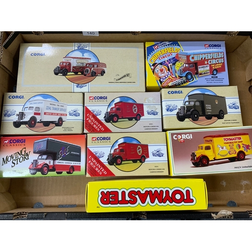 140 - COLLECTION OF CORGI CLASSICS, MOSTLY EARLY VANS BUT TO INCLUDE  97092 BEDFORD PANTECHNICON CHIPPERFI... 