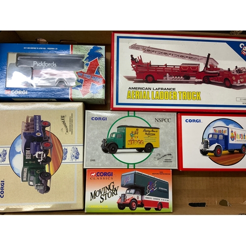 142 - CORGI DIECAST SELECTION, BEDFORD O SERIES & THORNEYCROFT, BEDFORD TK ON THE MOVE, AMERICAN LAFRANCE ... 