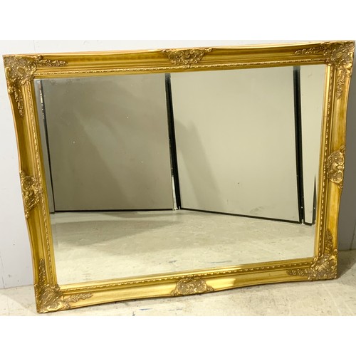 55 - RECTANGULAR BEVELLED MIRROR WITH GILT FRAME 116cm x 90cm