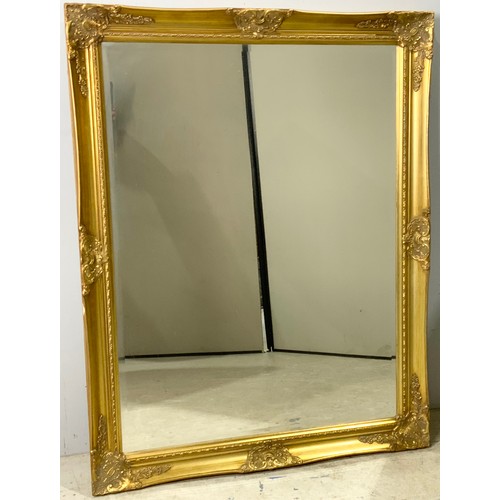 55 - RECTANGULAR BEVELLED MIRROR WITH GILT FRAME 116cm x 90cm