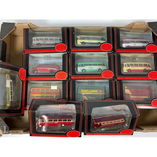 163 - EFE MODEL BUSES, A COLLECTION OF 12 1950-1970 SINGLE DECK COACHES, DD, ROUTEMASTERS ETC.