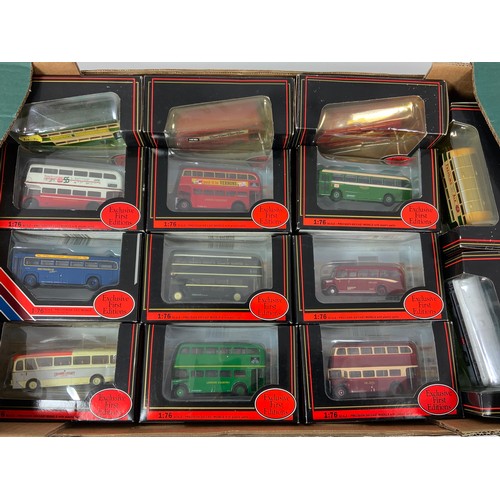 167 - EFE MODEL BUSES, ALL BOXED, 14 MODELS, HALF CAB & SIMILAR, BET RELIANCE, RM, VARIOUS OPERATORS