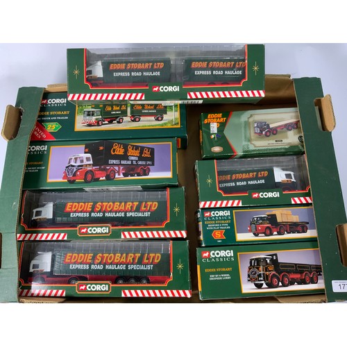 177 - CORGI, GOOD BOXED EDDIE STOBART THEAMATIC COLLECTION, INC. 97369 AEC, 13601 FODEN S21, 5950 SCANIA, ... 