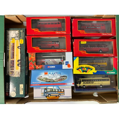 175 - CORGI PLASTIC BOXED OOC BUSES, NICE COLLECTION OF 4 BMMO / MIDLANDS RED, CM5T, LEYLAND LEOPARD, 2 X ... 