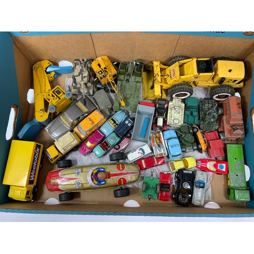 152 - DIECAST VEHICLES, U/B INC DINKY COLES, LOADER, POLICE BOX TANK, CORGI CARS & VANS, TINPLATE RACING C... 