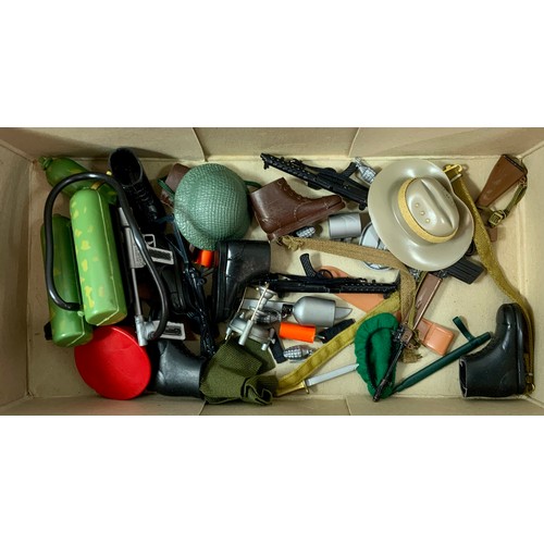 68 - SMALL BOX OF ACTION MAN ITEMS AND ACTION MAN RED DEVIL WITH PARACHUTE