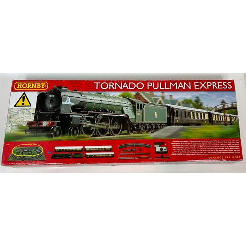 494 - HORNBY R1169, BOXED TORNADO PULLMAN SET, WITH 60163, 3 COACHES, TRACK AND CONTROLLER