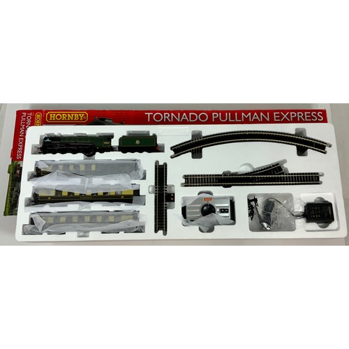 494 - HORNBY R1169, BOXED TORNADO PULLMAN SET, WITH 60163, 3 COACHES, TRACK AND CONTROLLER