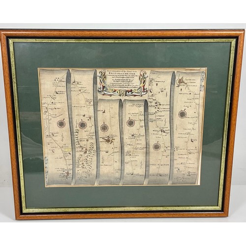 60 - 2 JOHN OGILBY FRAMED ROAD MAPS BRISTOL TO CHESTER AND 1 OTHER FRAMED MAP