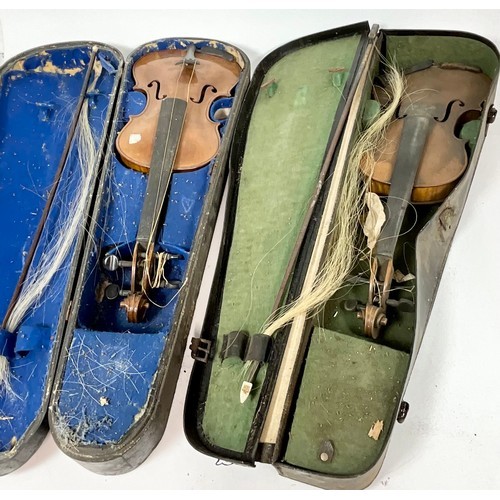 382 - 2 VINTAGE VIOLINS IN FITTED CASES AF