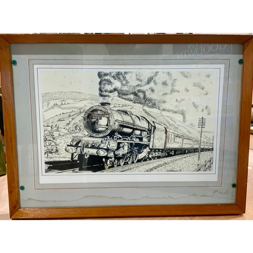 213 - COLLECTION OF ASSORTED RAILWAY PRINTS & PICTURES, AN ALAN WARD PRINT 'THIRSTY VICTOR', MINEHEAD, PLU... 