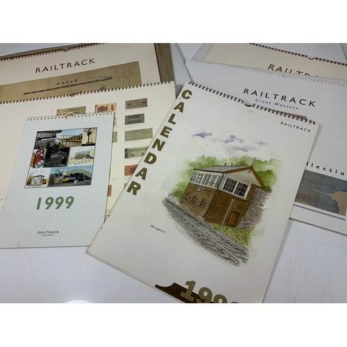 245 - RAILWAY INTEREST, A RAILTRACK GREAT WESTERN HOLDALL, PLUS COLLECTION OF RAILTRACK PICTORIAL CALENDAR... 