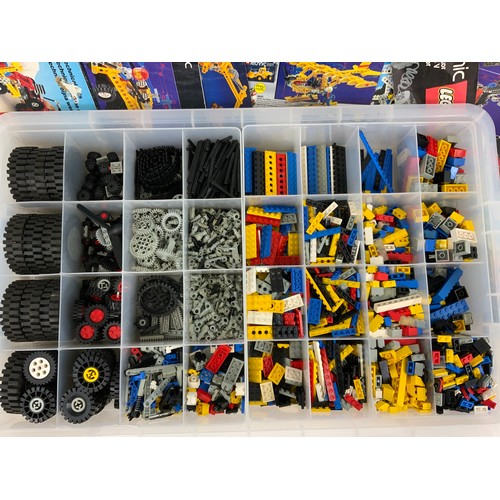 71 - LARGE SECTIONAL STOCK CONTAINER OF LEGO RELATING TO VARIOUS KITS, 12 MODEL CATALOGUES AS SHOWN, WELL... 