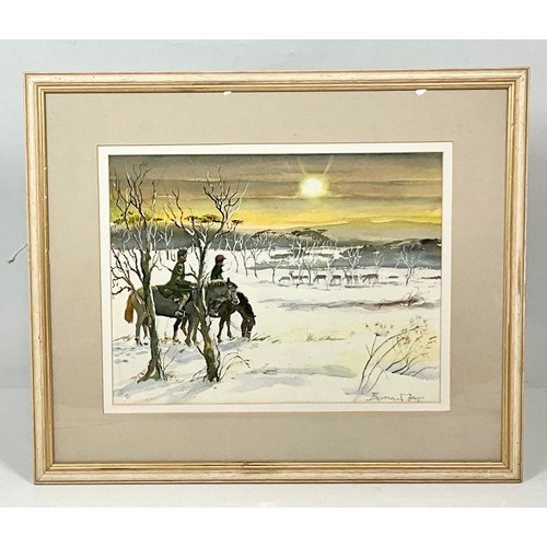 31 - 4 PICTURES TO LOTTED AS APPROPRIATE. BERNARD BAYS WATERCOLOUR, WILLIAM RUSSELL FLINT WATERCOLOUR, GA... 