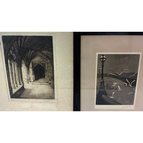 61 - TWO SIGNED GRAHAM CLILVERD ETCHINGS & 1 COLOURED ETCHING INDISTICLY SIGNED