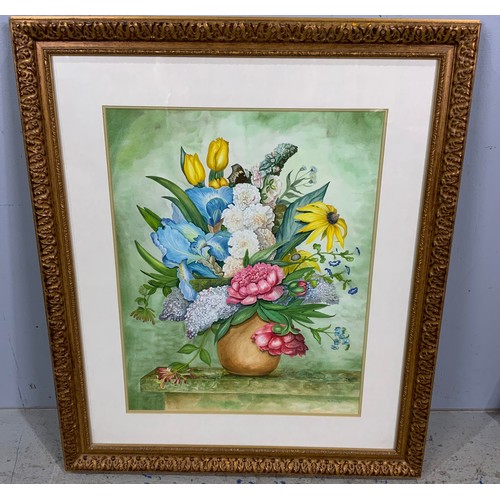 41 - S WRAY STILL LIFE FLOWERS WATERCOLOUR  48cm  x37cm WITH A  PAT EVAN MALVERN SCENE WATERCOLOUR  40CM ... 