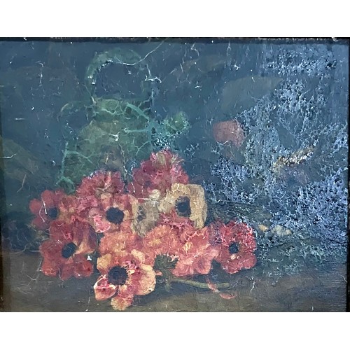 19 - OIL ON CANVAS, STILL LIFE FLOWERS, APPROX. 46 X 36 cm, ORNATE FRAME