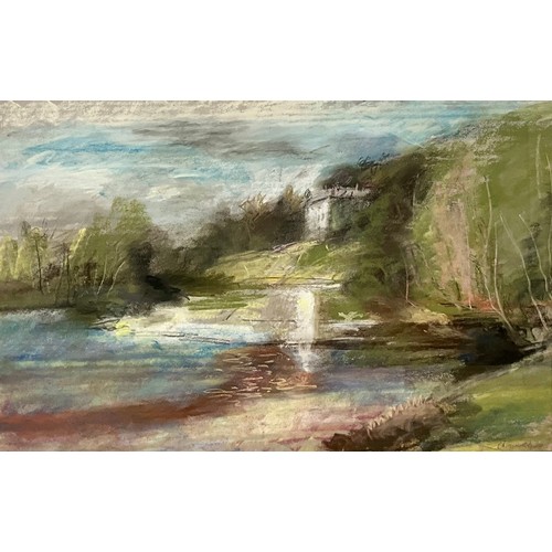 15 - LARGE PASTEL WITH SIGNATURE C.SIMMONDS 2012 TOGETHER WITH AN UNFRAMED OIL ON BOARD WITH SIGNATURE OW... 