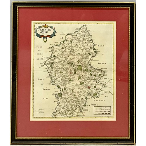 75 - ROBERT MORDEN MAP OF STAFFORDSHIRE AND A PRINT DEPICTING THE COLLEGE OF ARMS OR HERALD OFFICE, LONDO... 