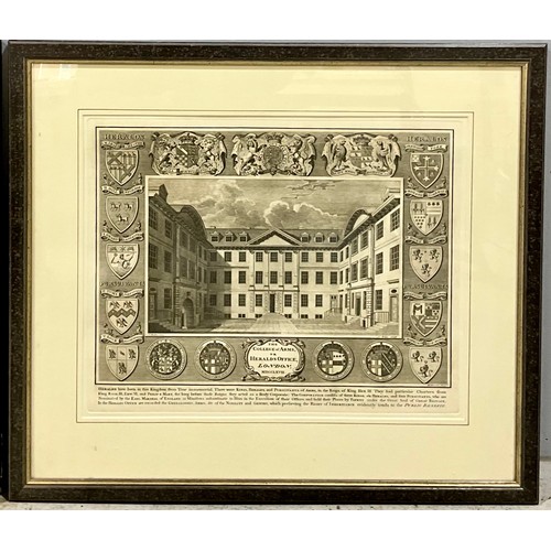 75 - ROBERT MORDEN MAP OF STAFFORDSHIRE AND A PRINT DEPICTING THE COLLEGE OF ARMS OR HERALD OFFICE, LONDO... 