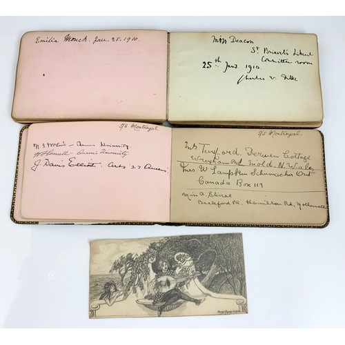 125 - TWO AUTOGRAPH ALBUM  INC THE 1929 SOUTH AFRICIAN TOURING CRICKET TEAM 1929, SKETCHES , EPHEMERA